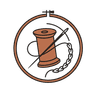 The Pattern Hub logo — embroidery hoop with thread spool and needle