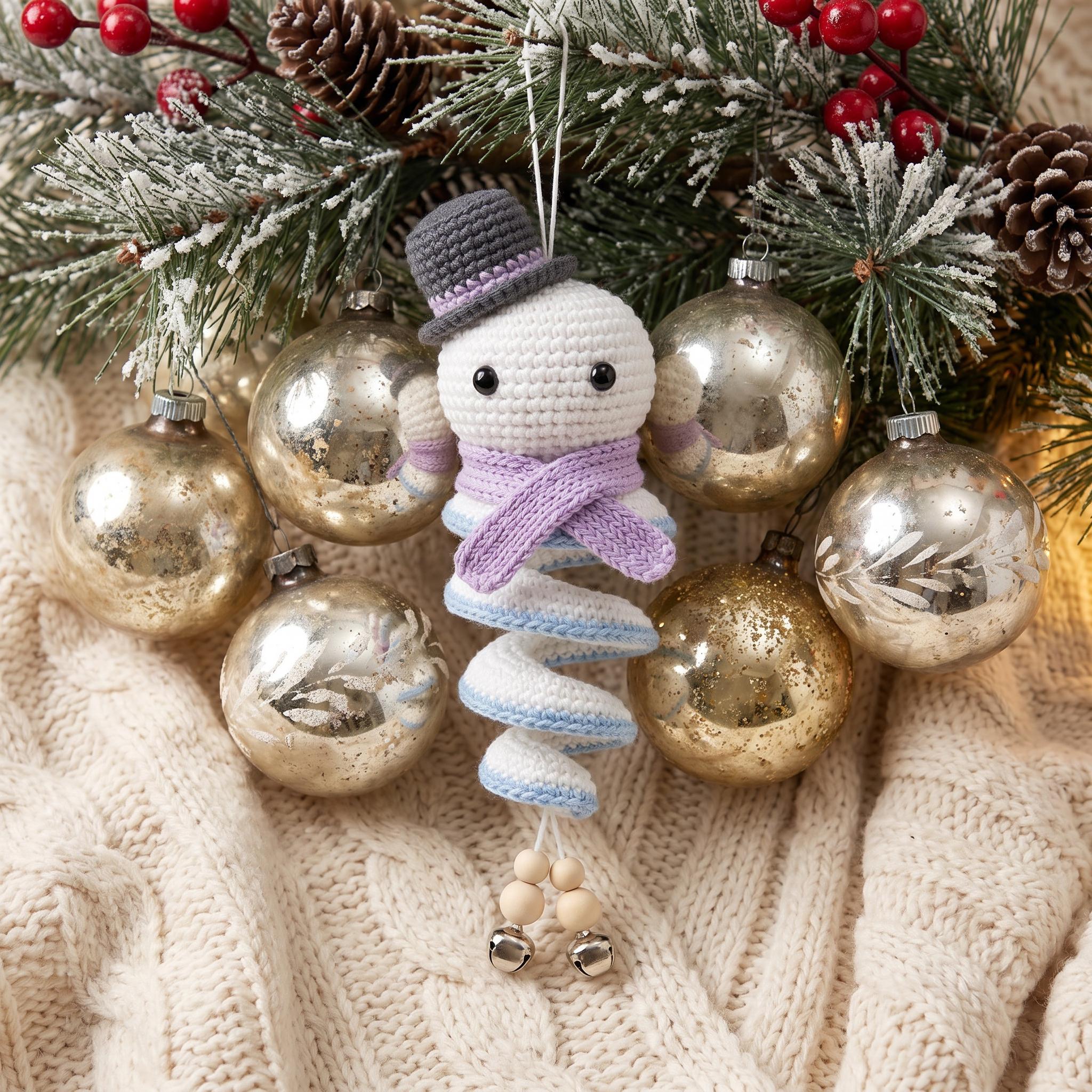 Crochet Snowman Ornament thumbnail 2