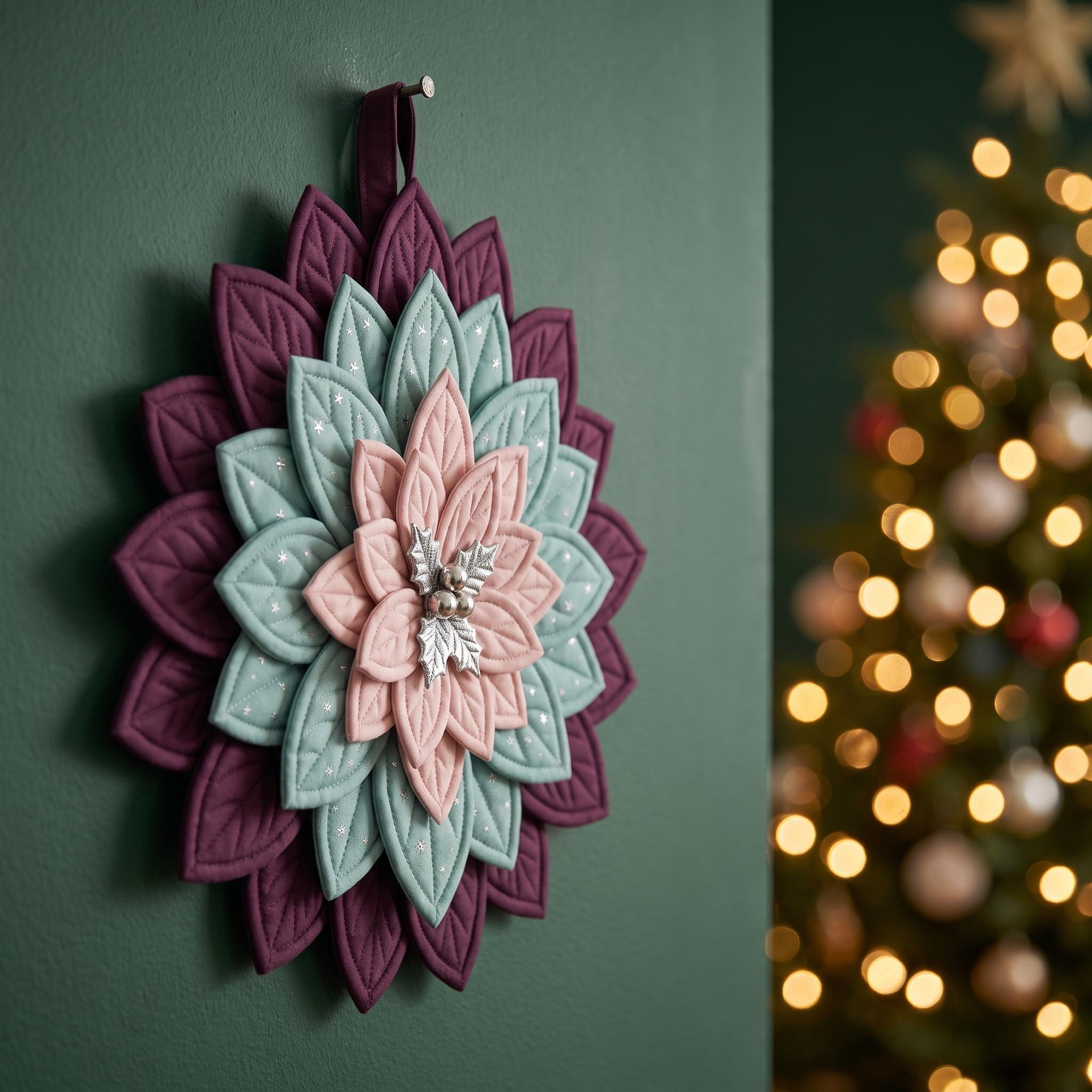Quilted Poinsettia Wreath thumbnail 2