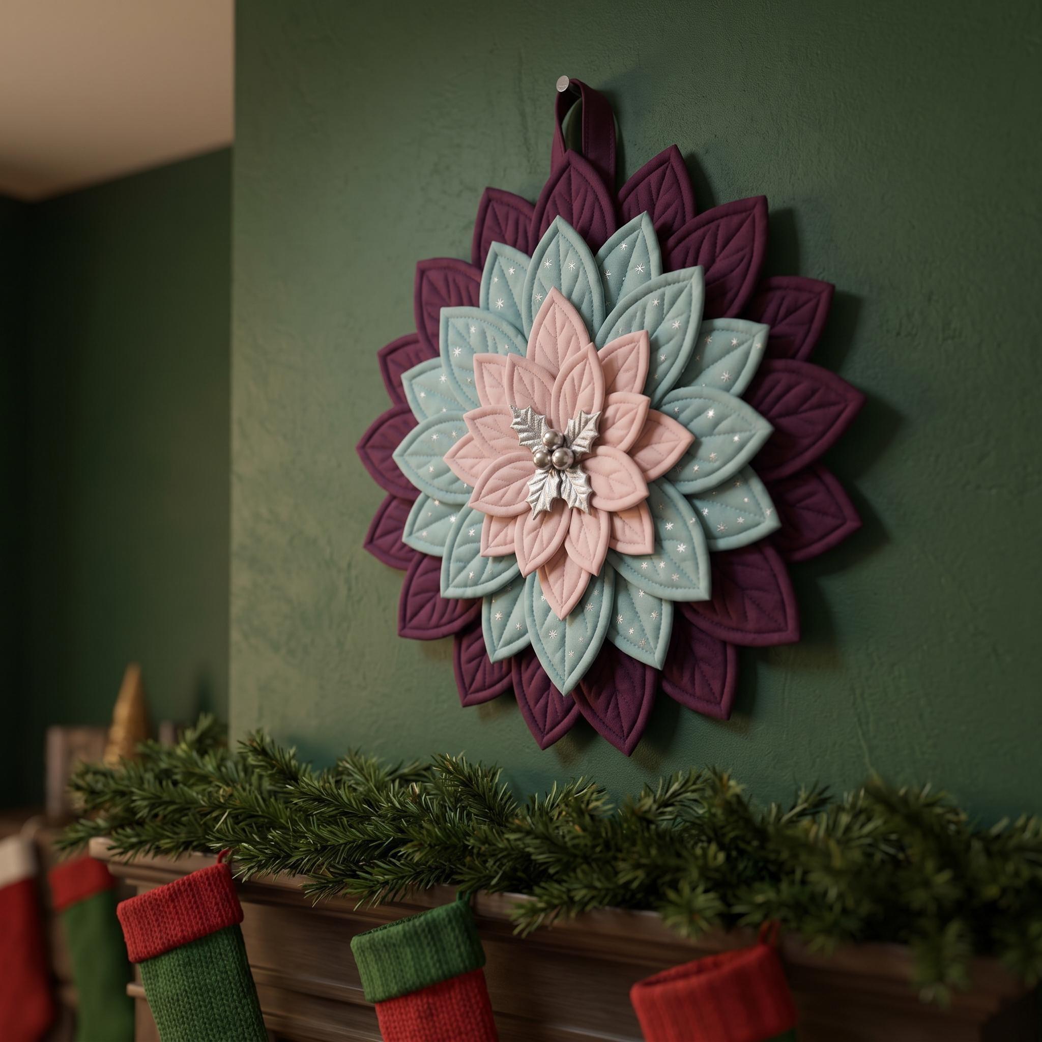 Quilted Poinsettia Wreath thumbnail 3