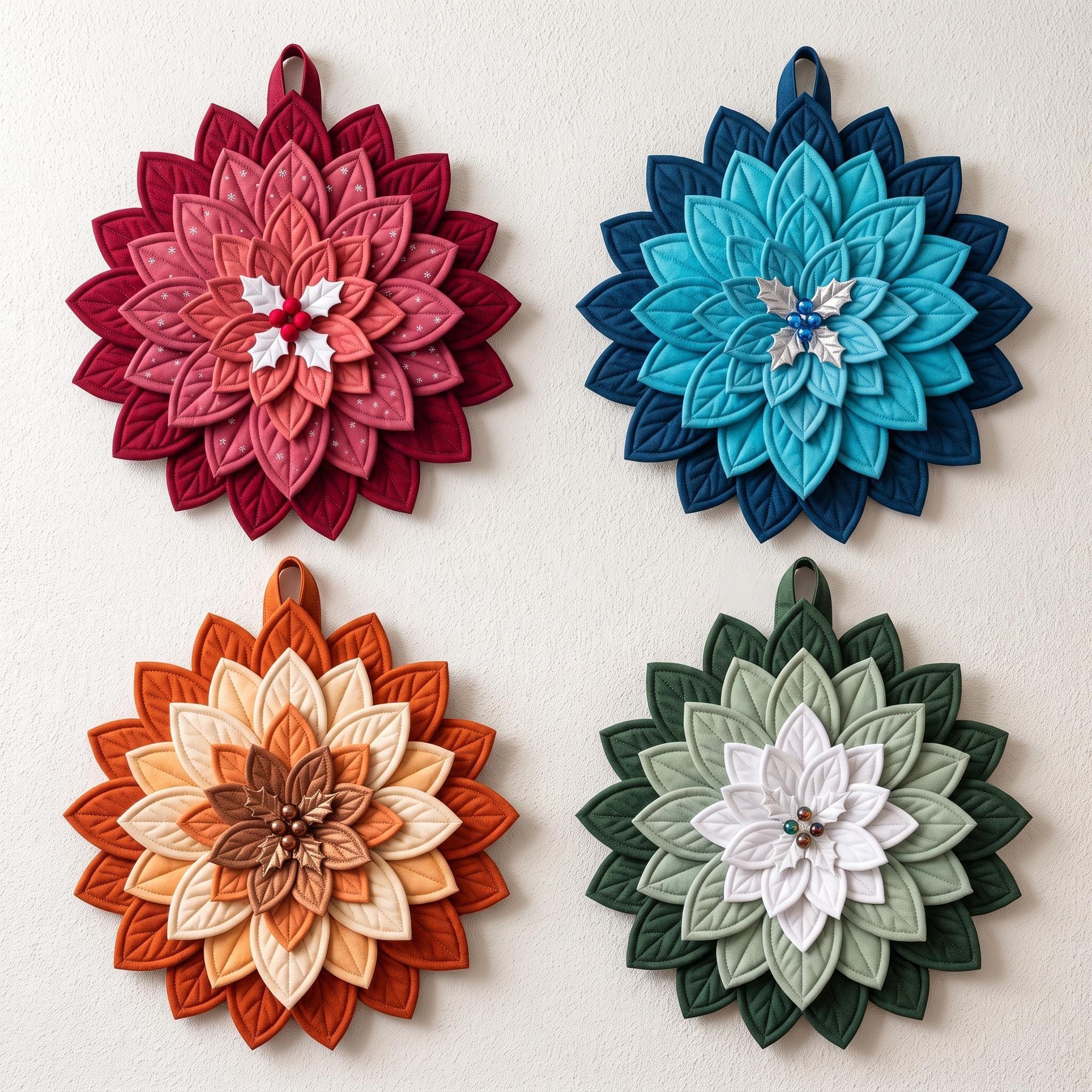 Quilted Poinsettia Wreath thumbnail 4